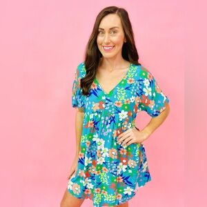 Chicsoul Floral V-Neck Women’s Dress 1X EUC